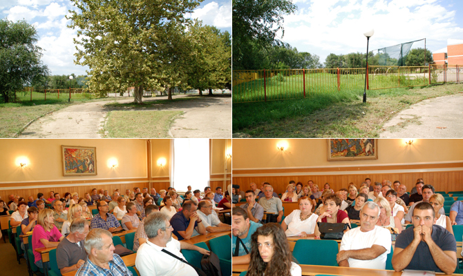 Itt épül a medence, és a jelenlevők aug. 14.